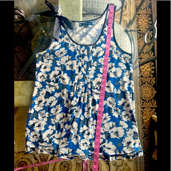 American Eagle Outfitters Flower Print with side Ribbon Bow Pleated Tank Top - Picture 8 of 11